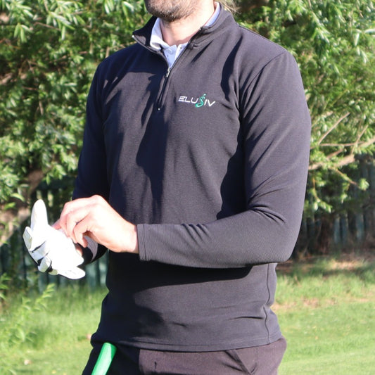 Elusiv Golf Black Quarter Zip Jersey Front View
