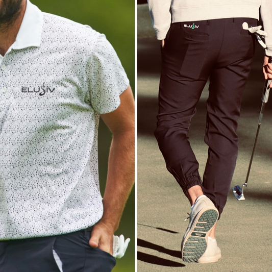 Speckled Polo + Black Fairway Flex Joggers