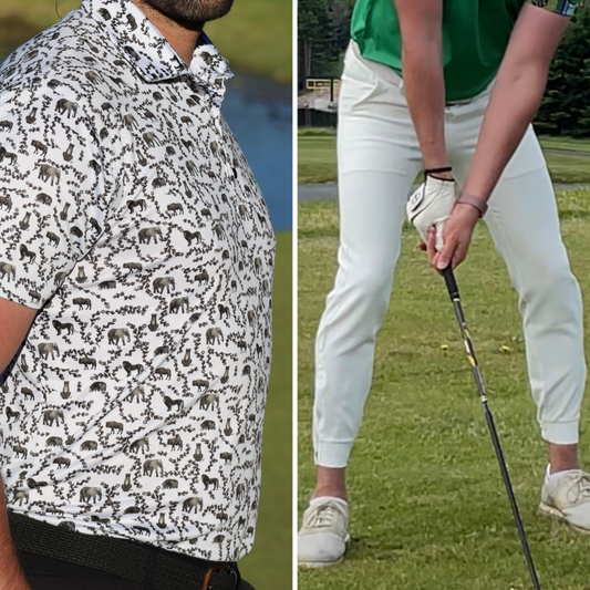 Iconic Animals Polo + White Fairway Flex Joggers