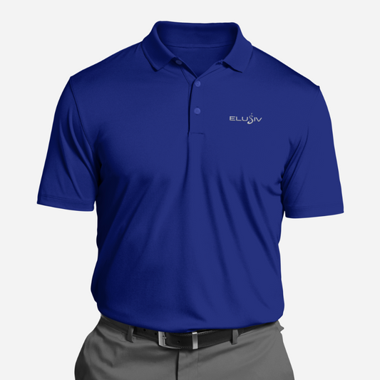 Elusiv Golf Royal Blue Polo Mockup Front View